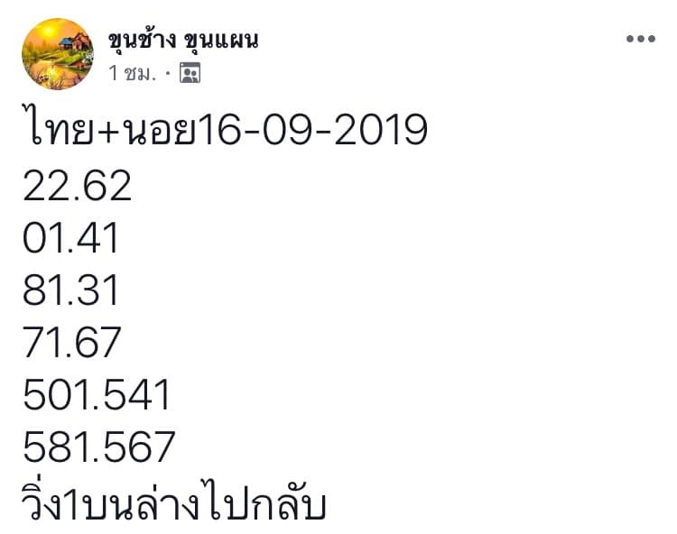 แนวทางหวยฮานอย 16/9/62