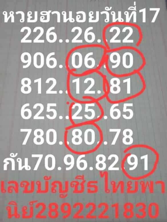 แนวทางหวยฮานอย 17/9/62