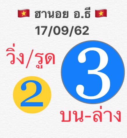 แนวทางหวยฮานอย 17/9/62