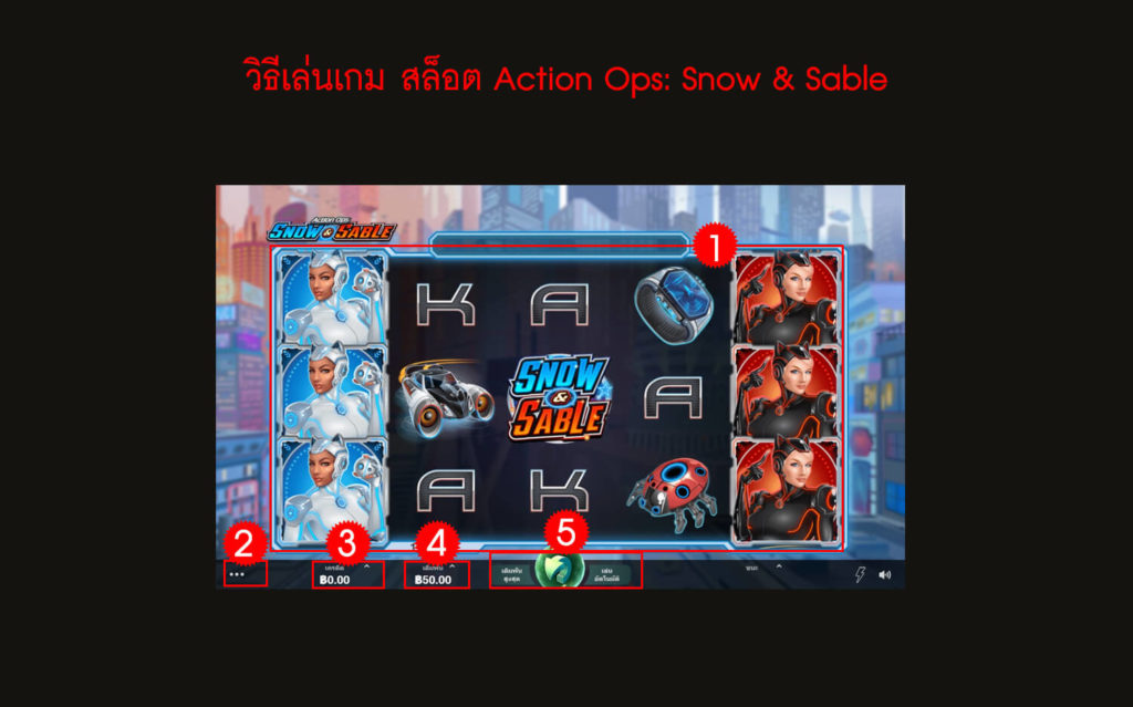 กฎกติกา วิธีเล่นเกมสล็อต Action Ops: Snow & Sable