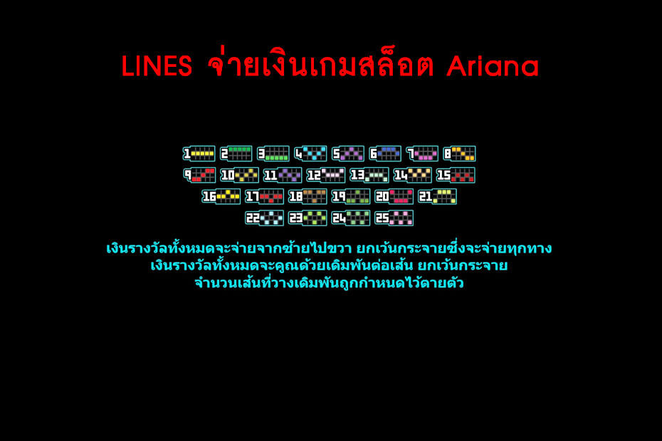 เส้นไลน์วางเดิมพัน Golden Ariana Slo