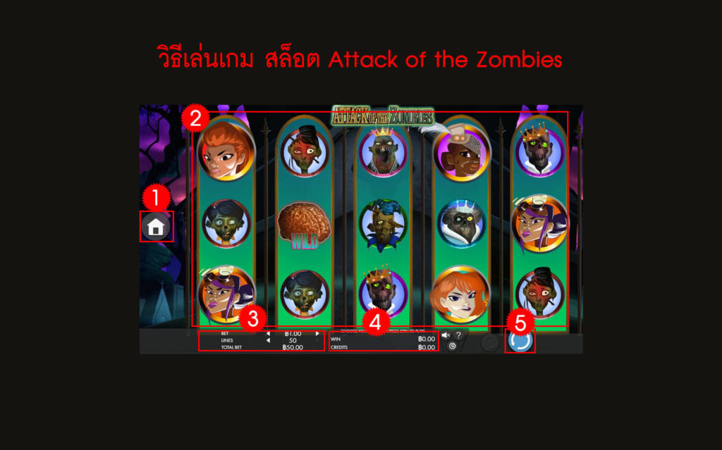 กฎกติกาวิธีเล่นสล็อต Attack of the Zombies