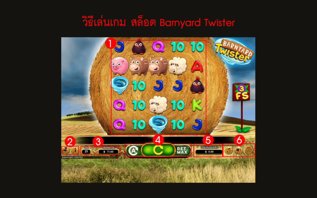 กฎกติกา วิธีเล่นเกมสล็อต Barnyard Twister Slot 