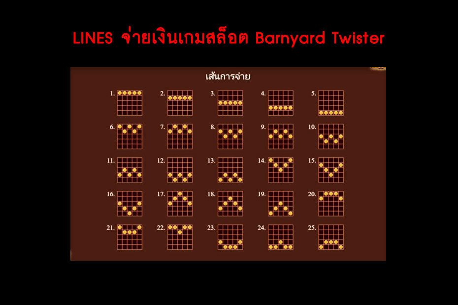 เส้นไลน์วางเดิมพันเกม Golden Barnyard Twister Slot