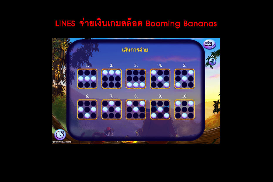 เส้นไลน์วางเดิมพันของเกม Golden Booming Bananas Slot