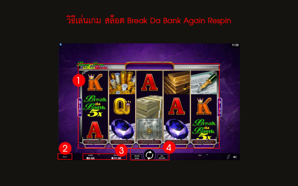 กฎกติกา วิธีเล่นเกม สล็อต Break Da Bank Again Respin