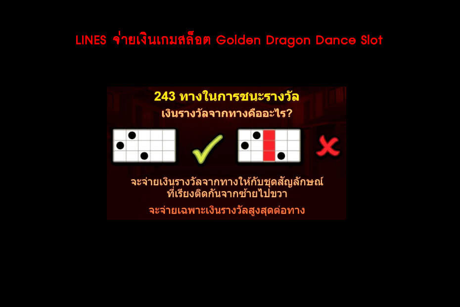 เส้นไลน์วางเดิมพันของเกม Golden Dragon Dance Slot