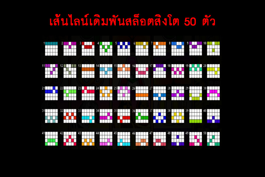 เส้นไลน์วางเดิมพัน โกลเด้นสล็อตสิงโต 50 ตัว