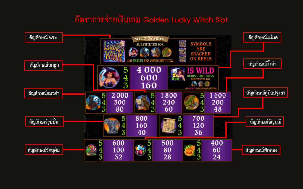 อัตราการจ่ายเงินเกมสล็อตแม่มดผู้โชคดี