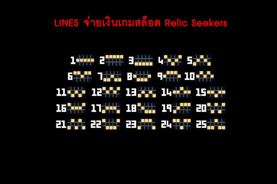 เส้นไลน์วางเดิมพันของเกม Golden Relic Seekers Slot