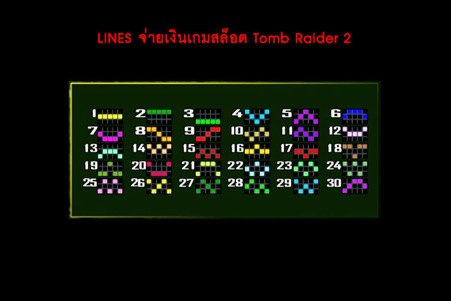 เส้นไลน์วางเดิมพัน Golden Tomb Raider 2 Slot