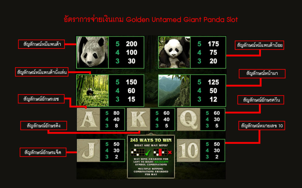 อัตราการจ่ายเงินของเกมสล็อตหมีแพนด้ายักษ์