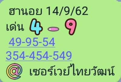 แนวทางหวยฮานอย 14/9/62
