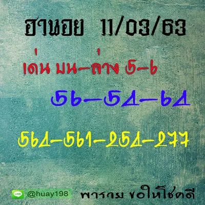 หวยฮานอย 11/3/63 ชุดที่20