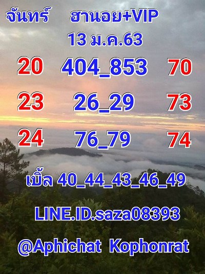 หวยฮานอย 13/1/63 ชุดที่ 20