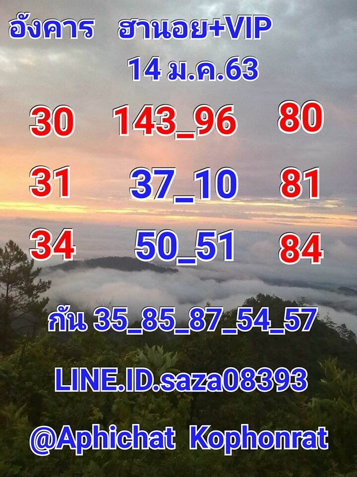 หวยฮานอย 14/1/63 ชุดที่2