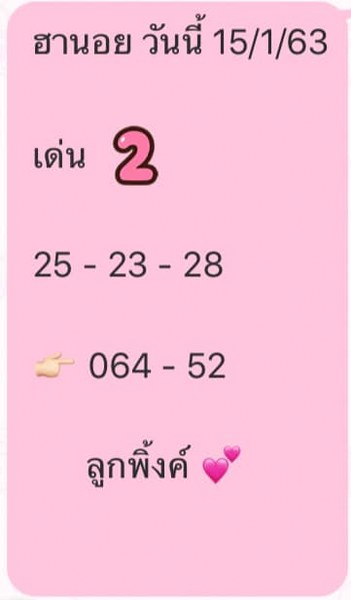 หวยฮานอย 15/1/63 ชุดที่31