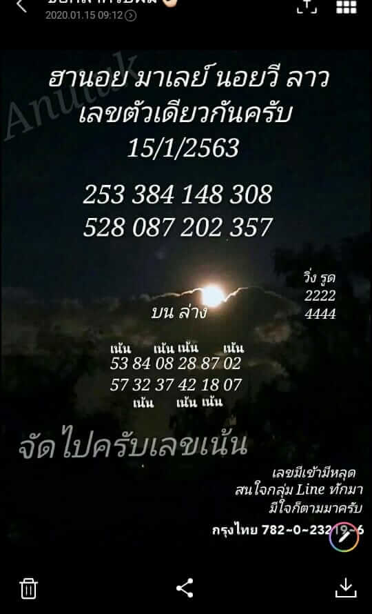 หวยฮานอย 15/1/63 ชุดที่8