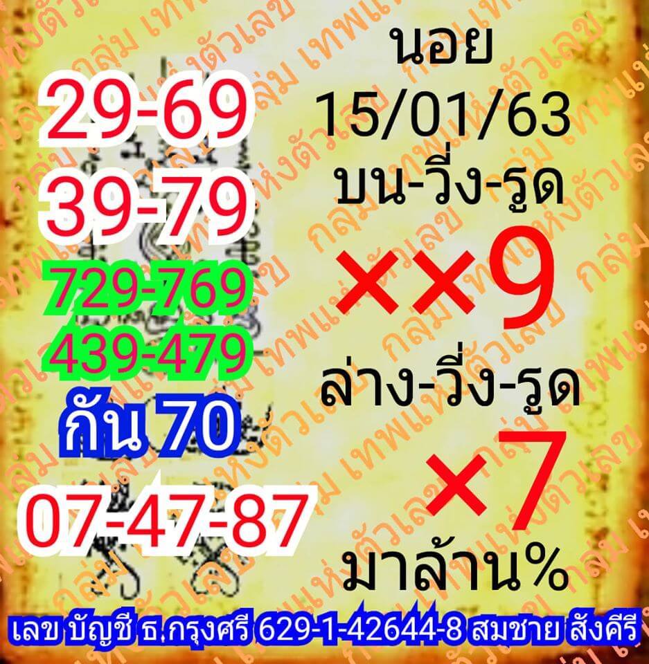 หวยฮานอย 15/1/63 ชุดที่9
