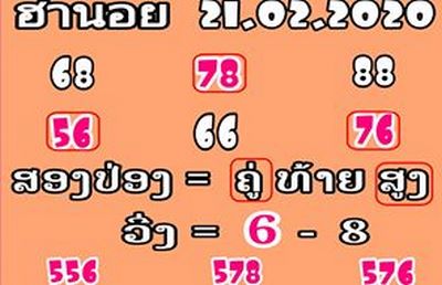 หวยฮานอย 21/2/63 ชุด2