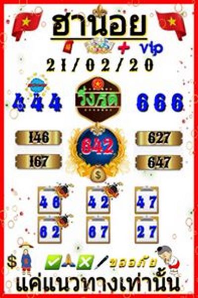 หวยฮานอย 21/2/63 ชุด21