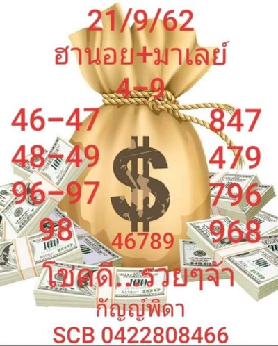 หวยฮานอย 21/9/62
