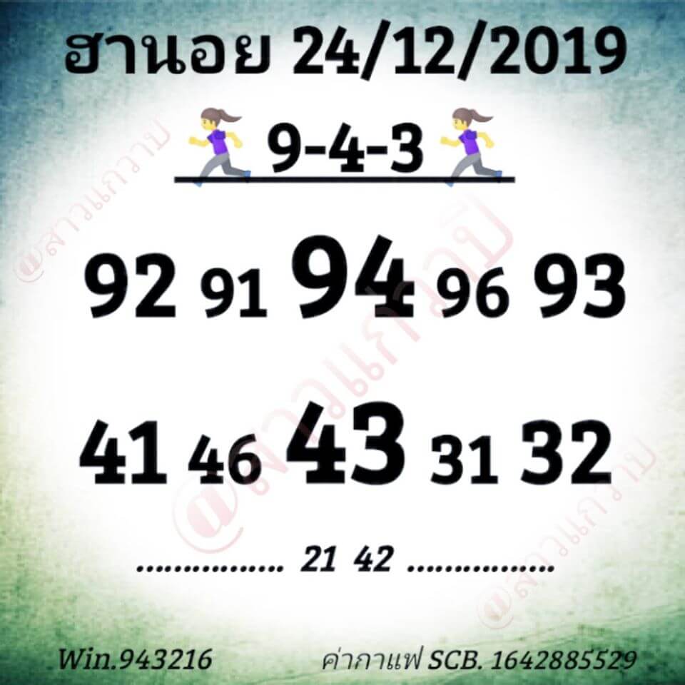 หวยฮานอย 23/12/62 ชุด25