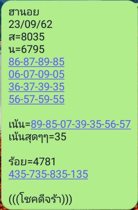 หวยฮานอย 23/9/62