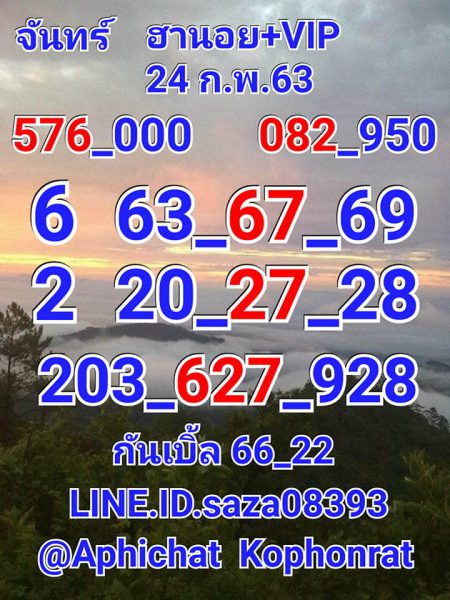 หวยฮานอย 24/2/63 ชุดที่18