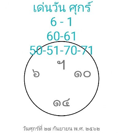 หวยฮานอย 27/9/62