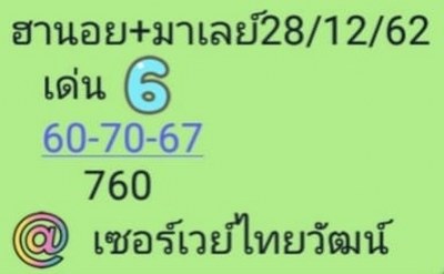 หวยฮานอย 28/12/62 ชุด16