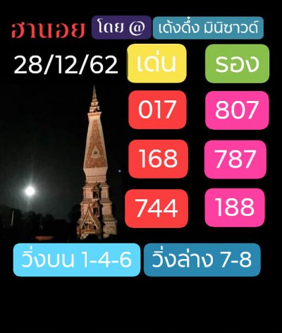 หวยฮานอย 28/12/62 ชุด3