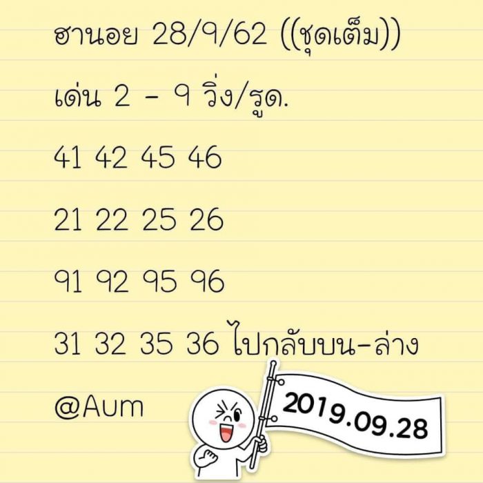 หวยฮานอย 28/9/62