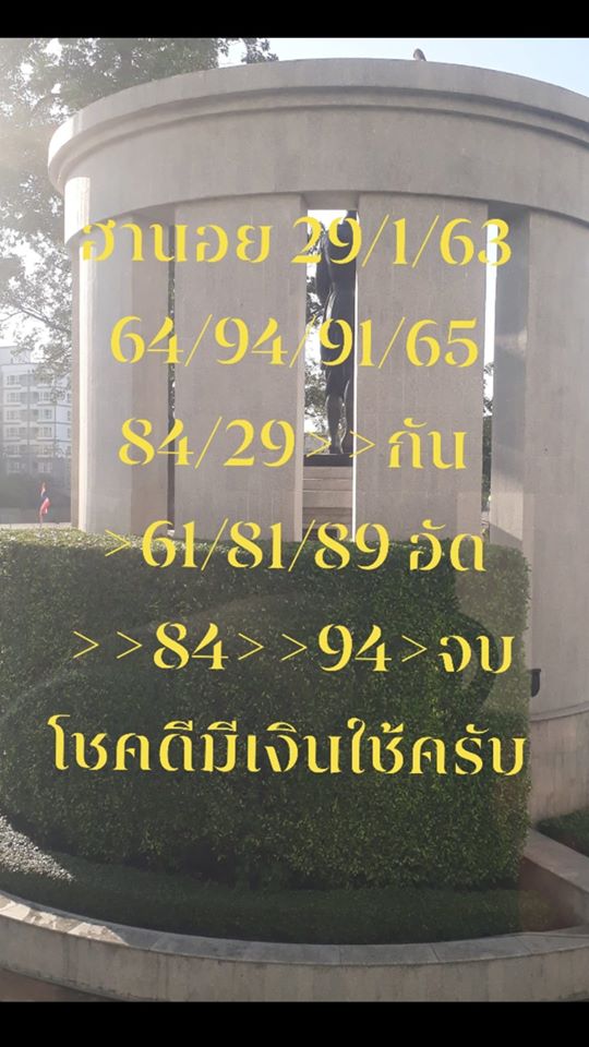 หวยฮานอย 29/1/63 ชุดที่22