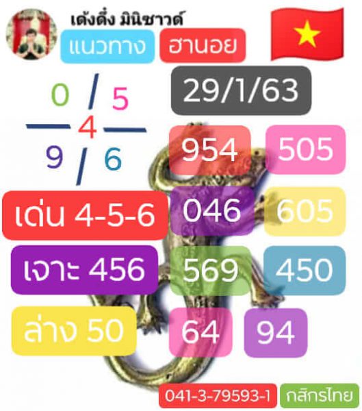 หวยฮานอย 29/1/63 ชุดที่25
