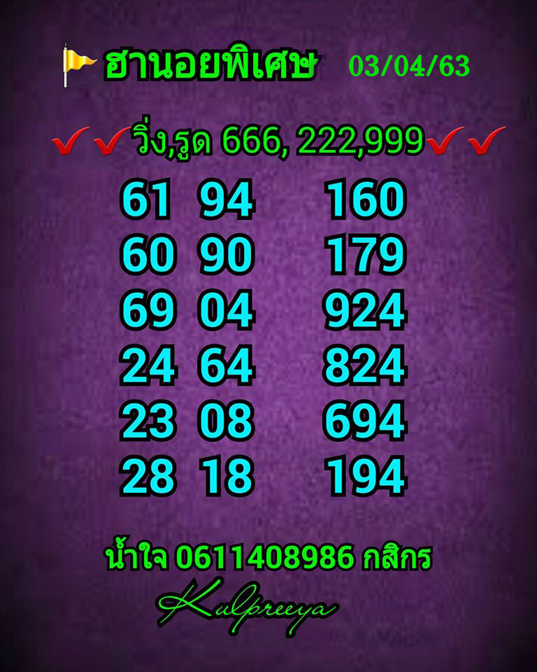 หวยฮานอย 3/4/63