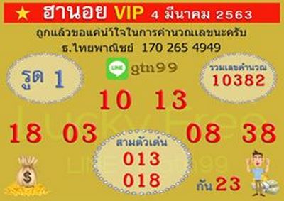 หวยฮานอย 4/3/63 ชุด4