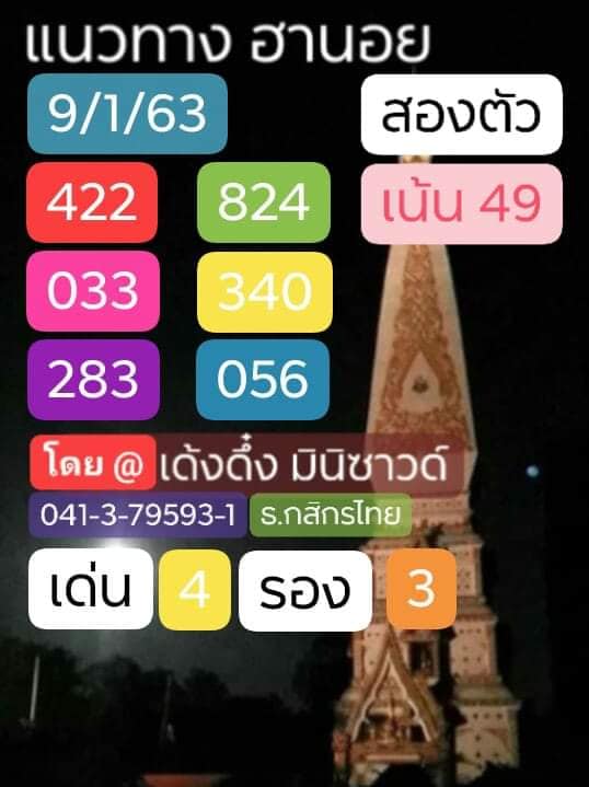 หวยฮานอย 9/1/63 ชุด14