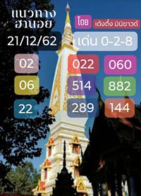 หวยฮานอย 20/12/62 ชุด 6