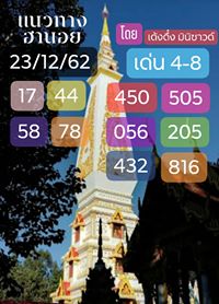 หวยฮานอยวันนี้ 23/12/62 ชุดที่7