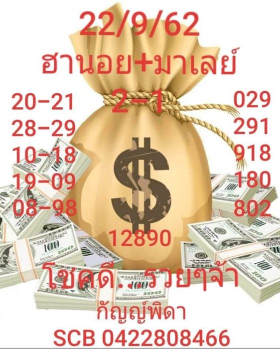 หวยฮานอย 22/9/62